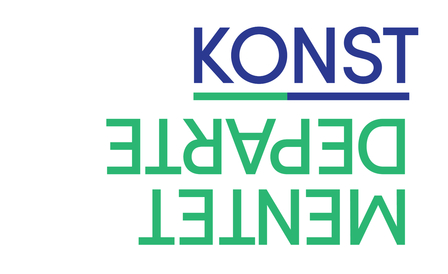 Konstdepartementets logga, text i blått och grönt